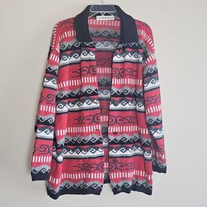 Mission Sportswear Cardigan Sweater Mens XLarge Aztec‎ Button Up Wool Blend